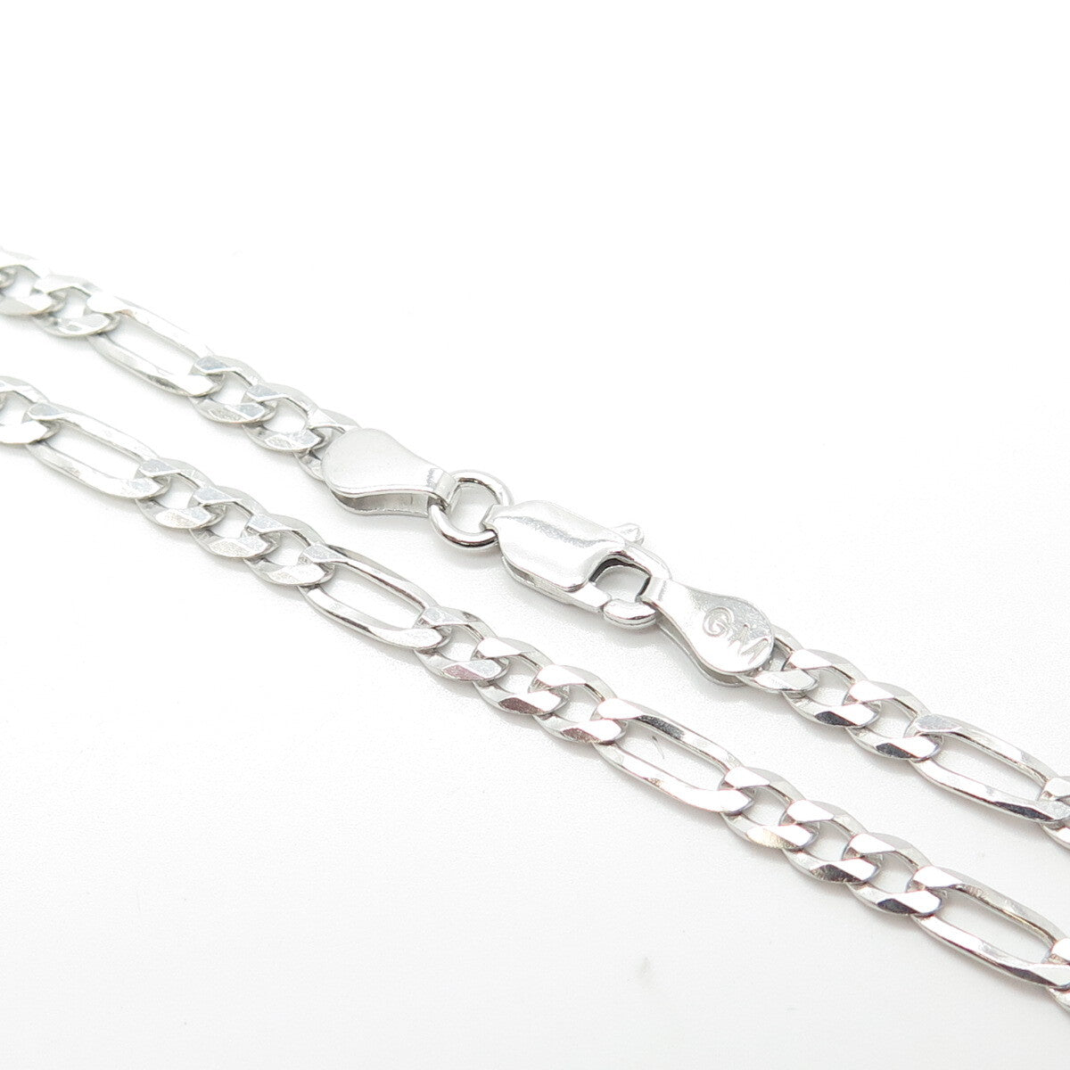 925 Sterling Silver Italy Figaro Chain Necklace 18"