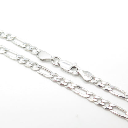 925 Sterling Silver Italy Figaro Chain Necklace 18"