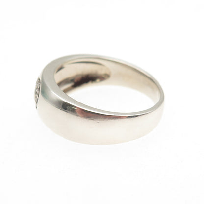 925 Sterling Silver Real Round-Cut Diamond Heart Ring Size 9