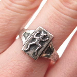ROBBINS & CO. 925 Sterling Vintage Brownie Girl Scout Adjustable Ring Size 7.75