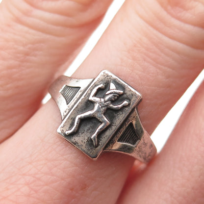 ROBBINS & CO. 925 Sterling Vintage Brownie Girl Scout Adjustable Ring Size 7.75