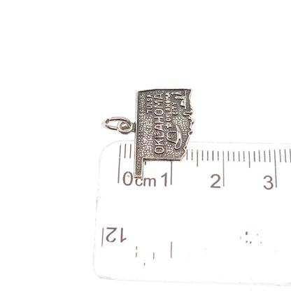 French & Franklin 925 Sterling Silver Vintage Oklahoma State Mini Charm Pendant