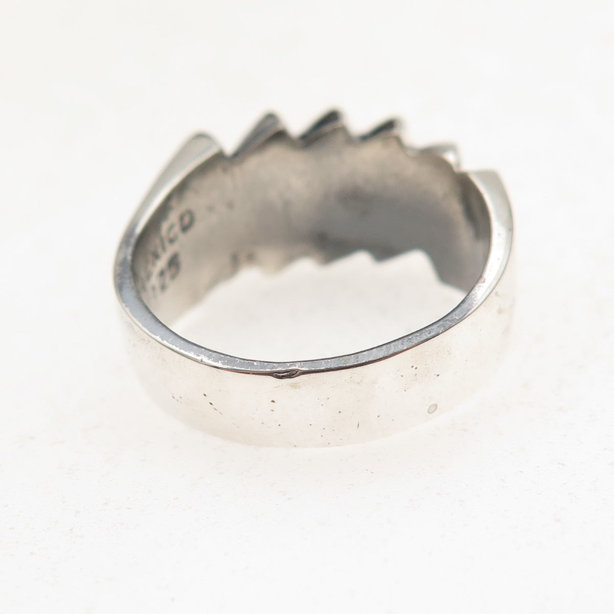 925 Sterling Silver Vintage Mexico Modernist Oxidized Ring Size 8