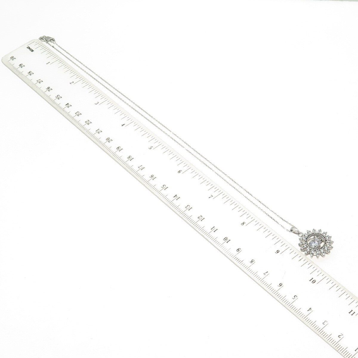 925 Sterling Silver Italy Round-Cut Shaped C Z Cable Chain Necklace 18"