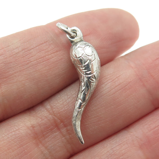 925 Sterling Silver Vintage Cornicello Italian Horn Minimalist Charm Pendant