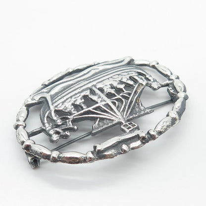 925 Sterling Silver Vintage Vessel Ship / Sailboat Pin Brooch