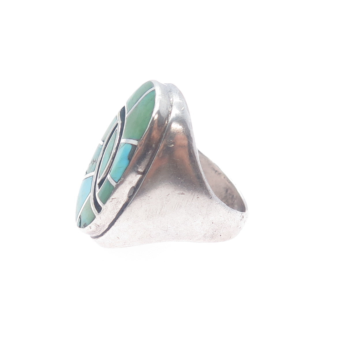 CLEM NALWOOD NAVAJO Old Pawn Sterling Silver Southwestern Turquoise Ring Size 11