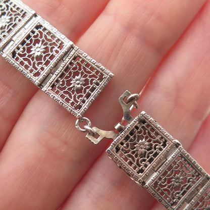 Sterling Antique Rhinestone Real Diamond Filigree Bracelet 7.25" (broken link)