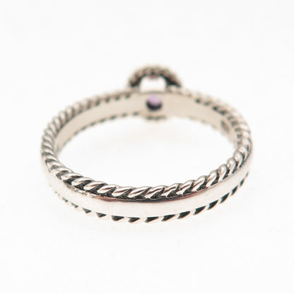 CNA Pranda 925 Sterling Silver Vintage Real Amethyst Oxidized Ring Size 7