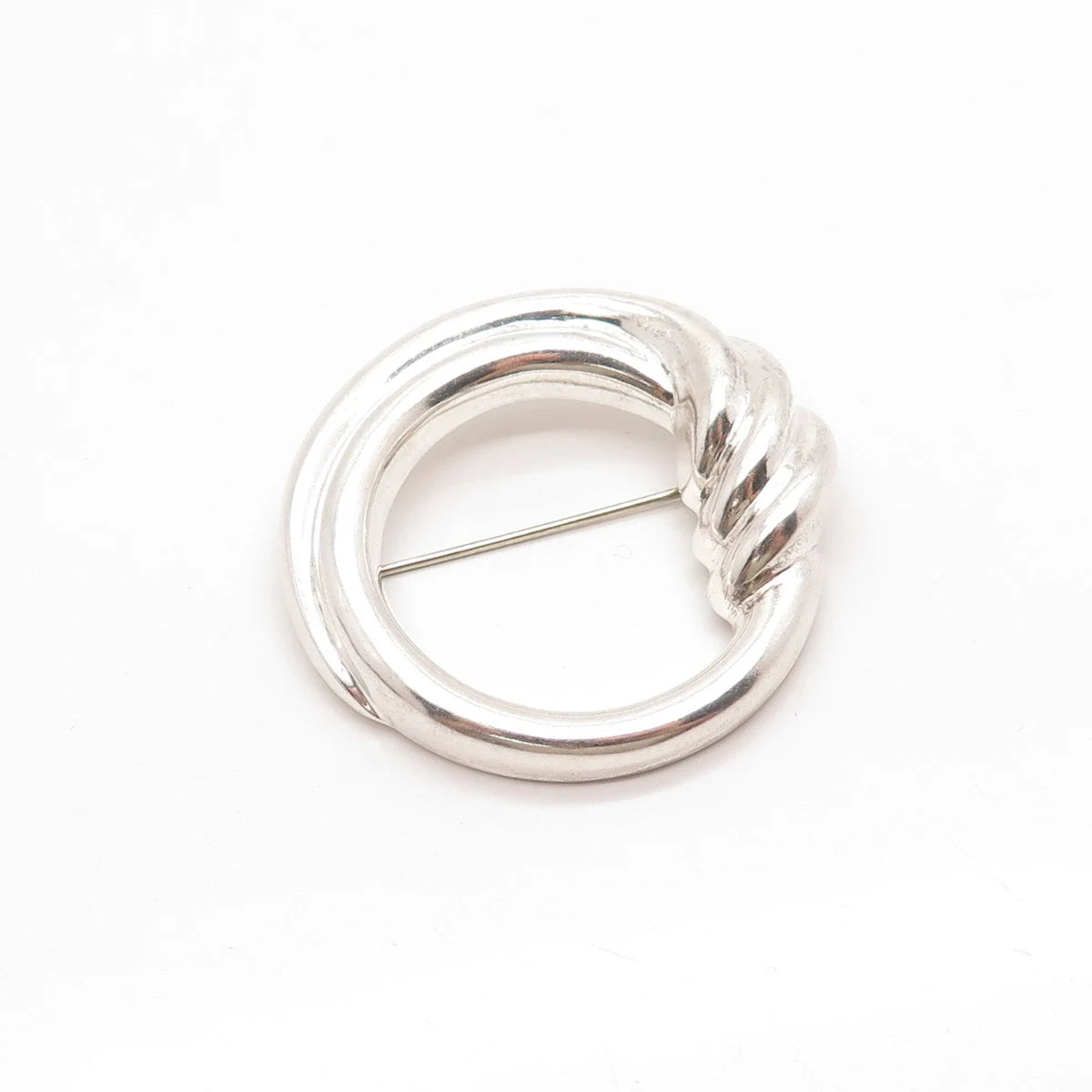 925 Sterling Silver Vintage Bayanihan Ribbed Pin Brooch