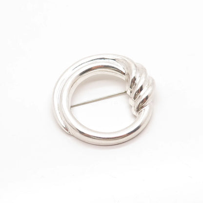 925 Sterling Silver Vintage Bayanihan Ribbed Pin Brooch