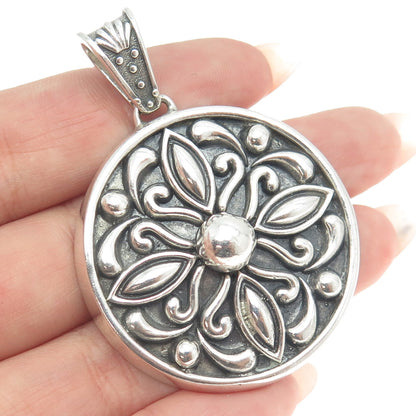 925 Sterling Silver Vintage Mexico Floral Ornate Pendant