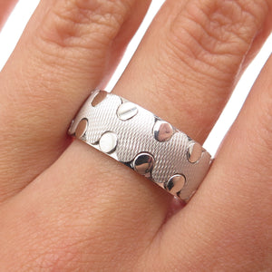NEOS 925 Sterling Silver Textured Dotted Zig-Zag Band Ring Size 10.25