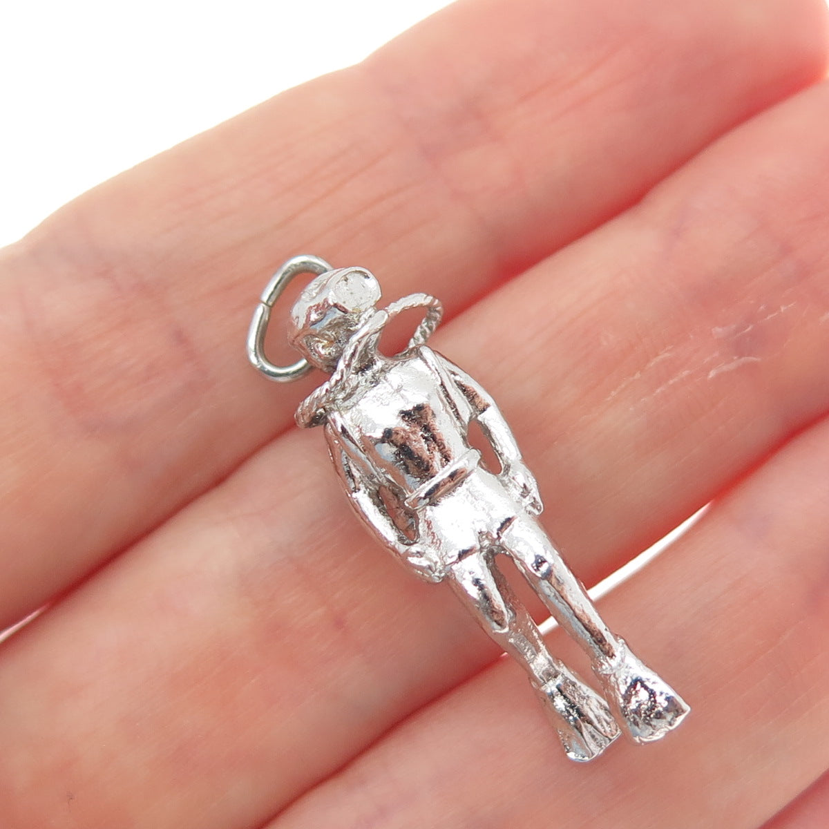 925 Sterling Silver Vintage Scuba Diver 3D Charm Pendant