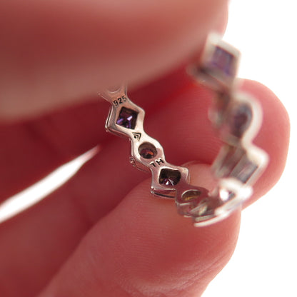 Silpada 925 Sterling Silver Vintage Real Amethyst All Around Band Ring Size 8.25