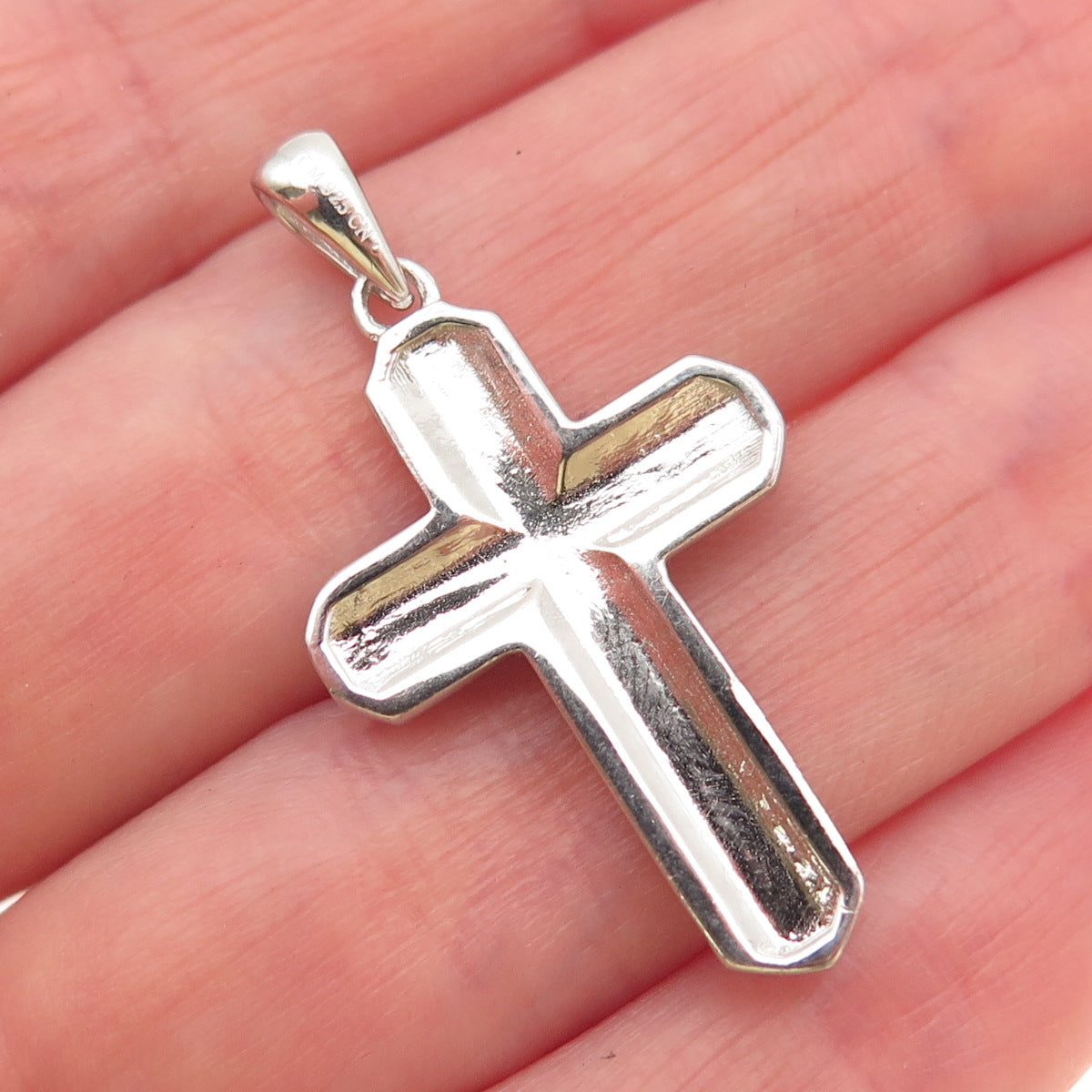 925 Sterling Silver Round-Cut C Z Sparkle Cross Charm Pendant