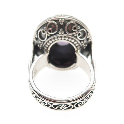 925 Sterling Silver Vintage Real Amethyst Swirl Granulated Ring Size 7.5