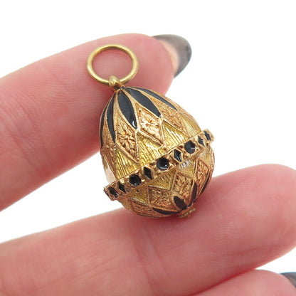 RAFKA Retired 925 Sterling Silver Vermeil Enamel Royal Easter Egg Charm Pendant