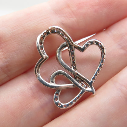 925 Sterling Silver Round-Cut C Z Triple Interlocked Heart Minimalist Pendant
