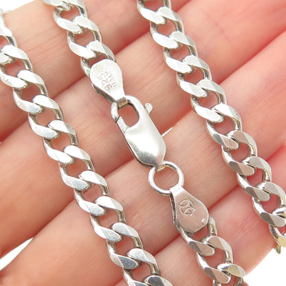 925 Sterling Silver Vintage Italy Curb Chain Necklace 24"