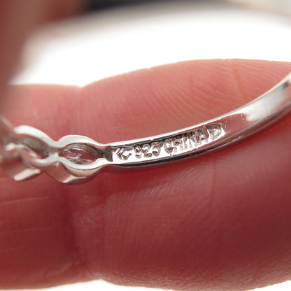 925 Sterling Silver Round-Cut C Z Half Eternity Band Ring Size 8