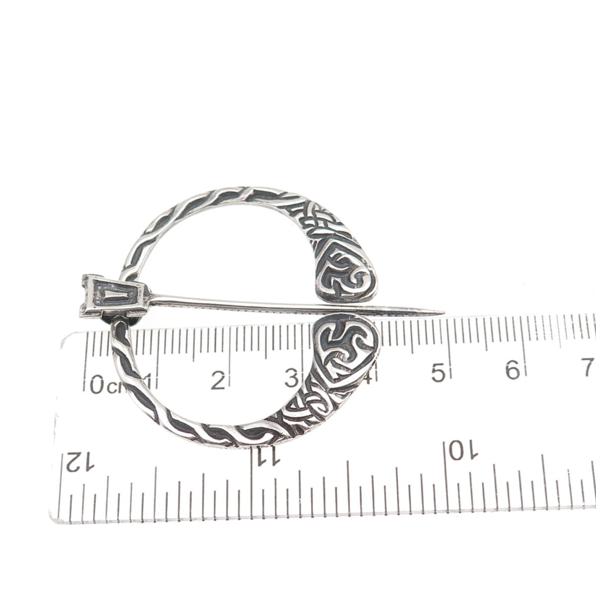 925 Sterling Silver Antique Art Deco Scottish Oxidized Iona Kilt Pin