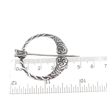 925 Sterling Silver Antique Art Deco Scottish Oxidized Iona Kilt Pin