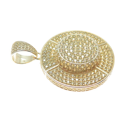 DADWANI 925 Sterling Silver Gold Plated C Z Sparkle Round Pendant