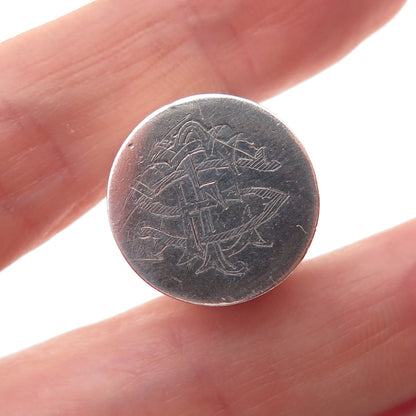 925 Sterling Silver Antique China Export Monogram Hammered Finish Needle Box