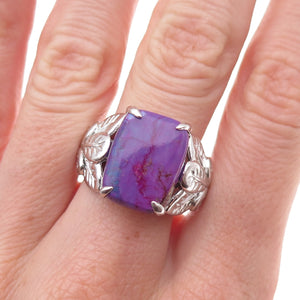 Michelle Albala 925 Sterling Silver Mojave Purple Turquoise Floral Ring Size 10