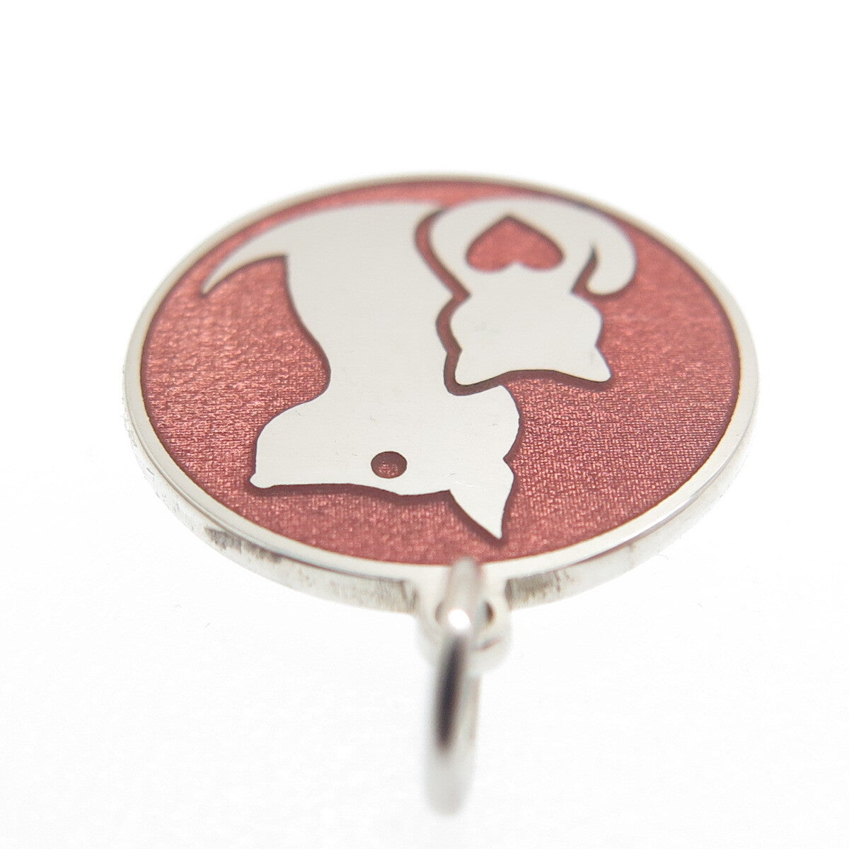 925 Sterling Silver Rose Enamel Cat & Dog Friendship Minimalist Charm Pendant