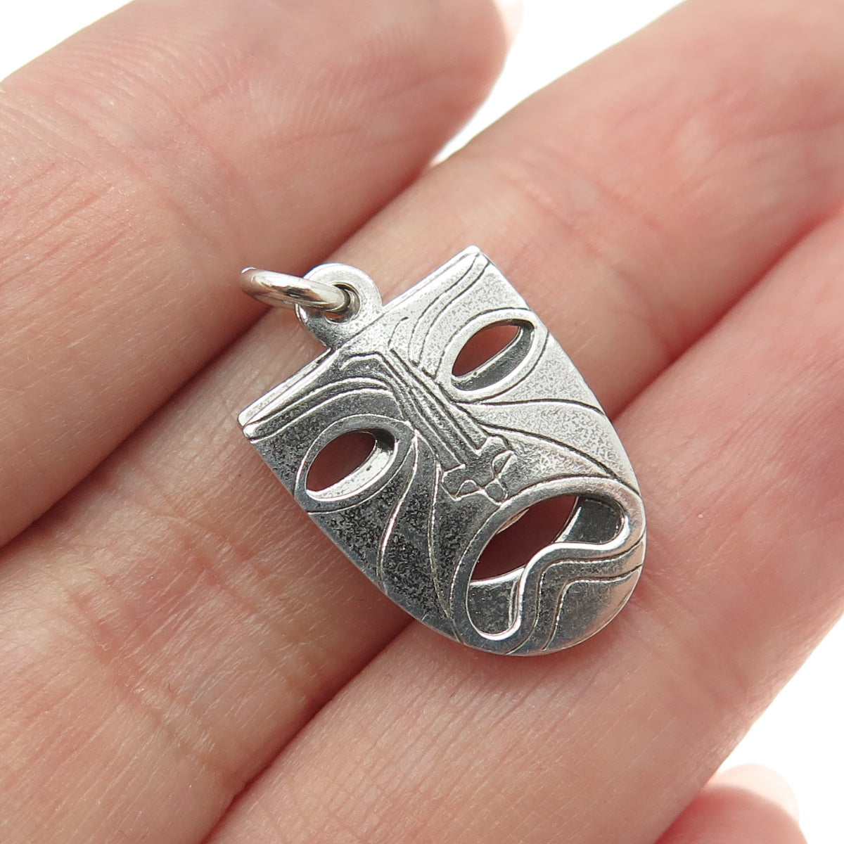 925 Sterling Silver Vintage Sock Buskin Tragedy Comedy Masks Dual Charm Pendant