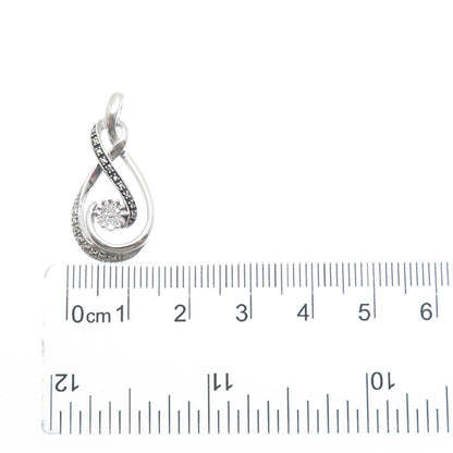 925 Sterling Silver Real Round-Cut Black & White Diamond Infinity Pendant