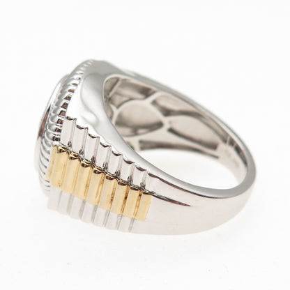 Jane Seymour 925 Sterling Silver 2-Tone Real Round-Cut Diamond Ring Size 10