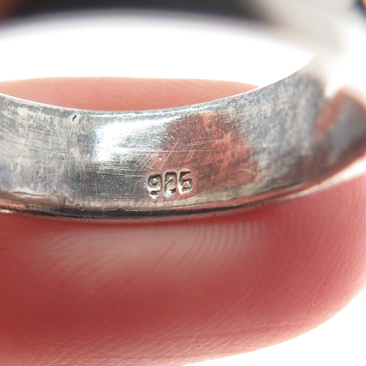925 Sterling Silver Vintage Zig Zag All Around Oxidized Band Ring Size 9