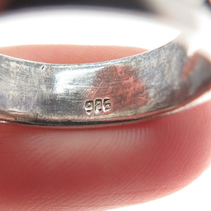 925 Sterling Silver Vintage Zig Zag All Around Oxidized Band Ring Size 9