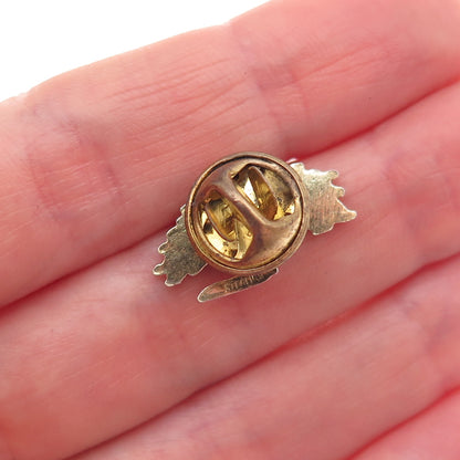 925 Sterling Silver Gold Plated Vintage Family Tree Tie Tack / Lapel Pin