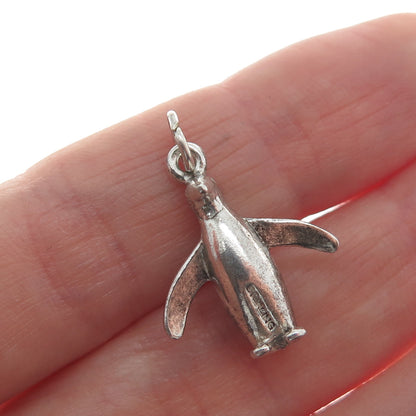 925 Sterling Silver Vintage Penguin Minimalist 3D Charm Pendant