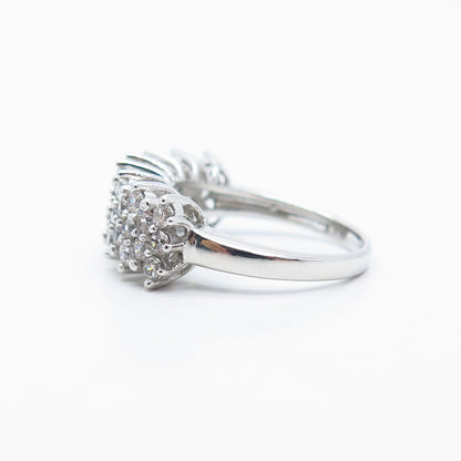 925 Sterling Silver Pave C Z Ring Size 7
