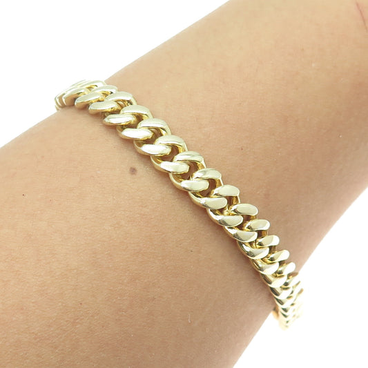 925 Sterling Silver Gold Plated Cuban Link Bracelet 7"