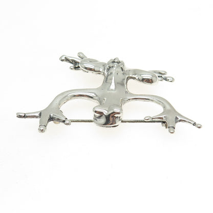 925 Sterling Silver Vintage Frog For Good Luck Pin Brooch