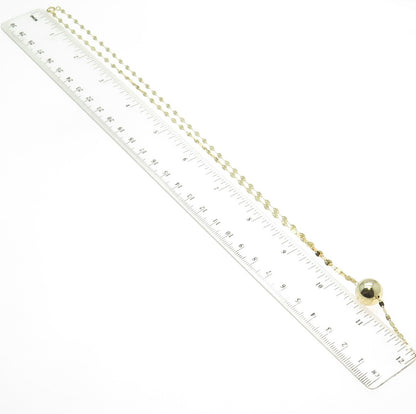 925 Sterling Silver Gold Plated Coffee Bean Chain Drop Ball Belly Necklace 20"