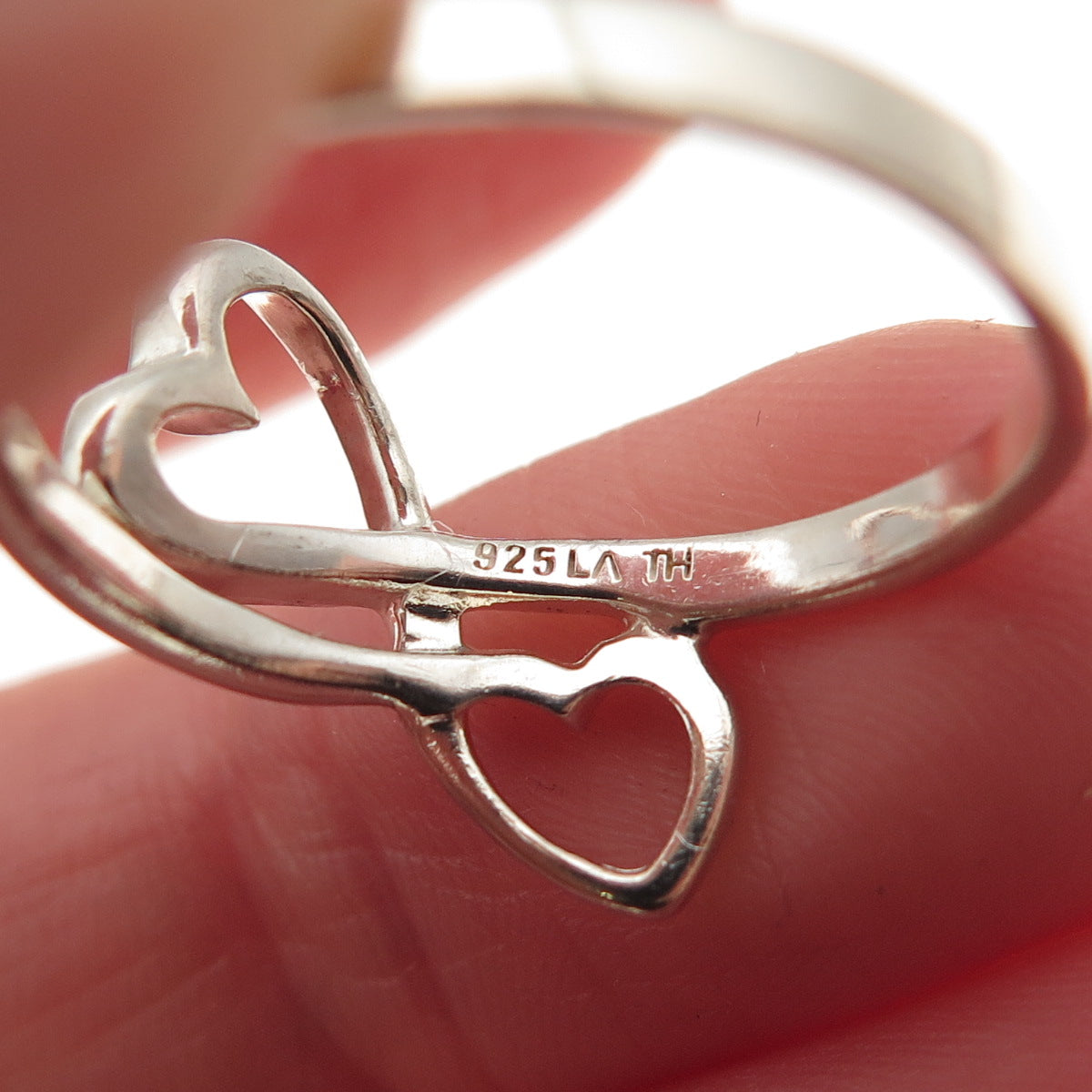 925 Sterling Silver Vintage Mother Daughter Friends Heart Infinity Ring Size 8.5