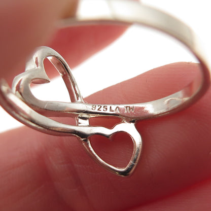 925 Sterling Silver Vintage Mother Daughter Friends Heart Infinity Ring Size 8.5