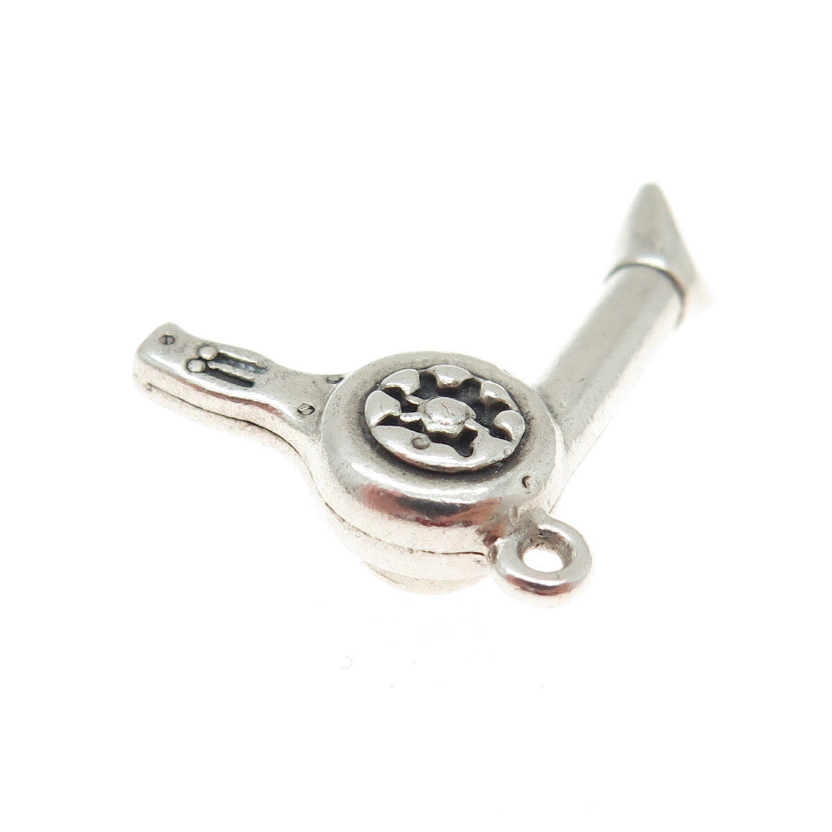 SUN WEST 925 Sterling Silver Vintage Hair Dryer 3D Pendant
