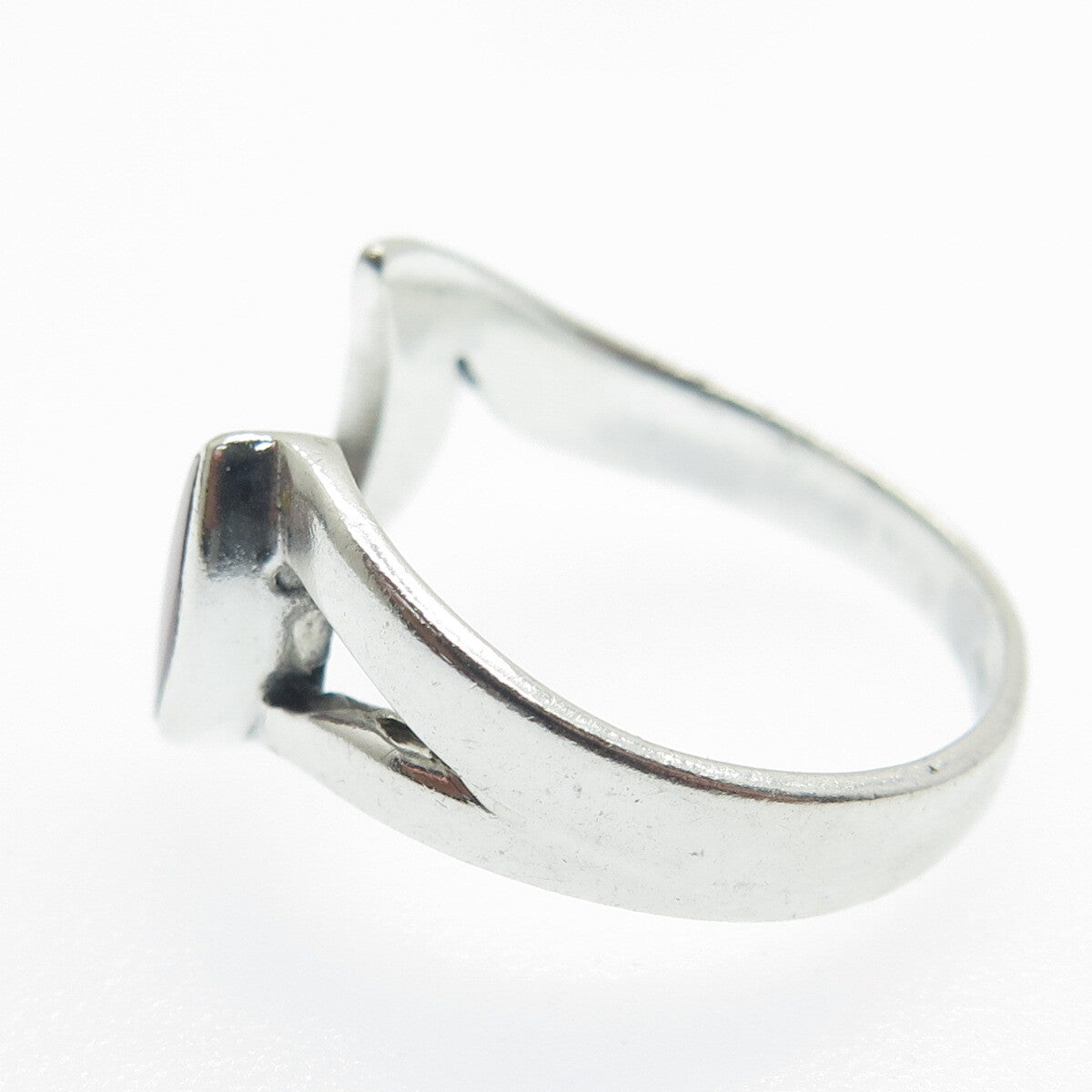 925 Sterling Silver Vintage Real Carnelian Modernist Oxidized Ring Size 6.25