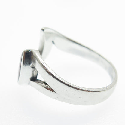 925 Sterling Silver Vintage Real Carnelian Modernist Oxidized Ring Size 6.25