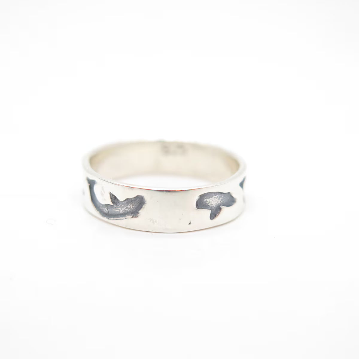 925 Sterling Silver Vintage Fish Band Ring Size 6.75
