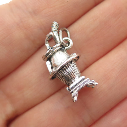 BEAU 925 Sterling Silver Vintage Potbelly Stove Oxidized Mini 3D Charm Pendant