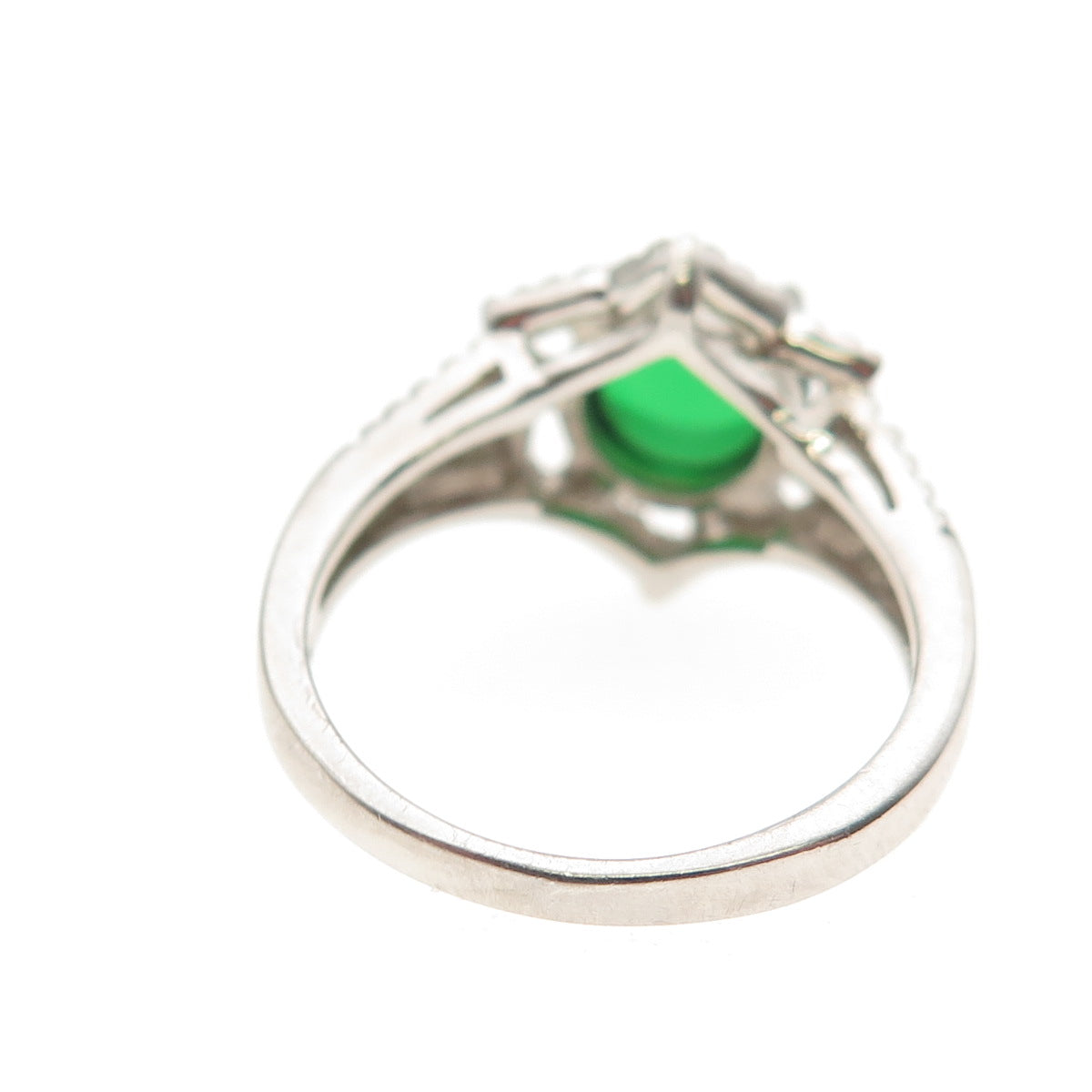 Sam & Co. 925 Sterling Silver Real Green White & Pink C Z Ring Size 6